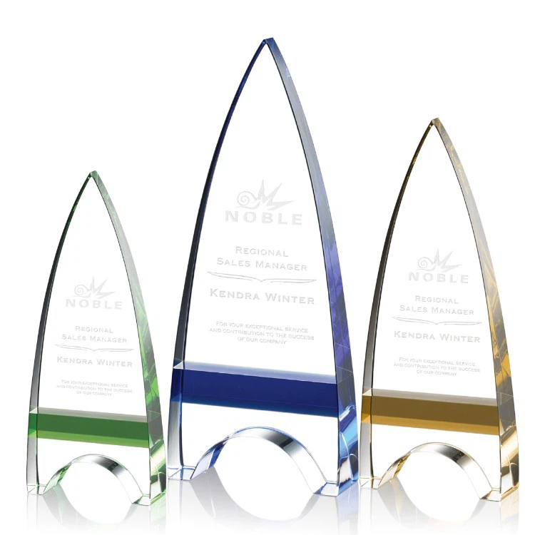 Engraved Peak Crystal Trophy